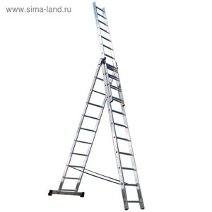Лестница трехсекционная "РемоКолор" 63-3-014, универсальная, алюминиевая, 14 ступеней