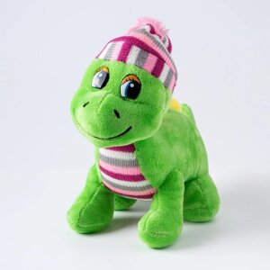 Мягкая игрушка «Дракоша», в полосатой шапке, 21 см, цвет зелёный