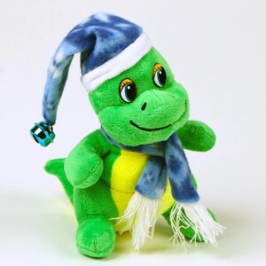 Мягкая игрушка «Дракоша», в синем колпаке, 15 см, цвет зелёный