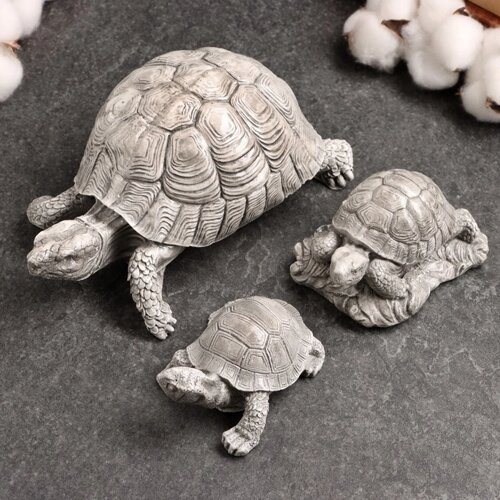 Набор фигур "Три черепахи " 8х6х6см, серый камень