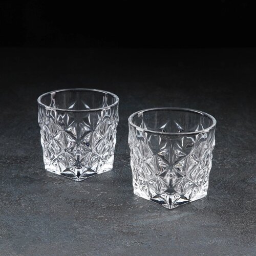 Набор стаканов стеклянных для виски «Рокс», 2 предмета: 350 мл, 9,69 см