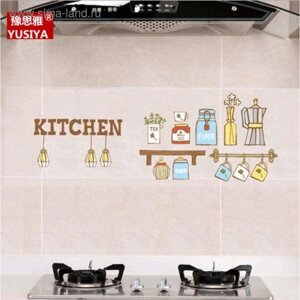 Наклейка на кафельную плитку "Кухня с лампочками " 30х90 см