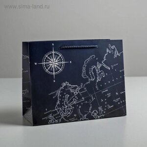 Пакет подарочный ламинированный горизонтальный, упаковка, «Путеводитель», MS 23 х 18 х 10 см