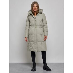 Пальто утепленное зимнее женское, размер 42, цвет зелёный