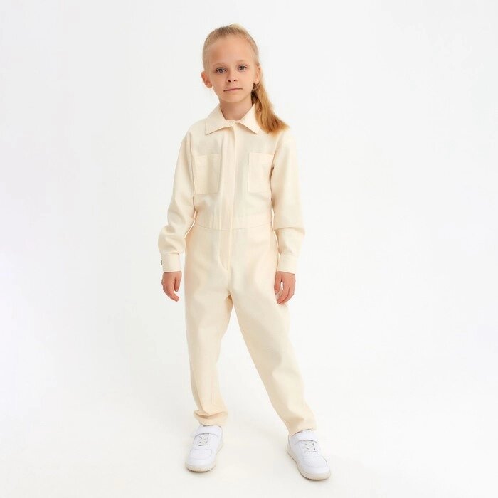 Комбинезон для девочки MINAKU: Casual collection KIDS цвет бежевый, рост 122 - доставка
