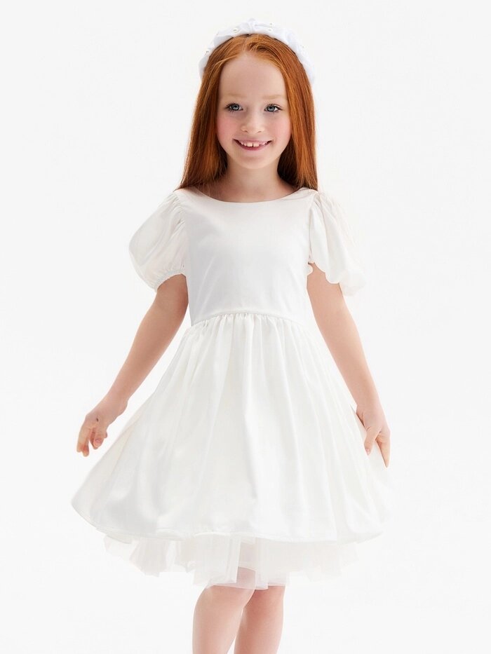 Платье нарядное детское MINAKU: Party. Dress, молочное, рост 122 см - Казахстан