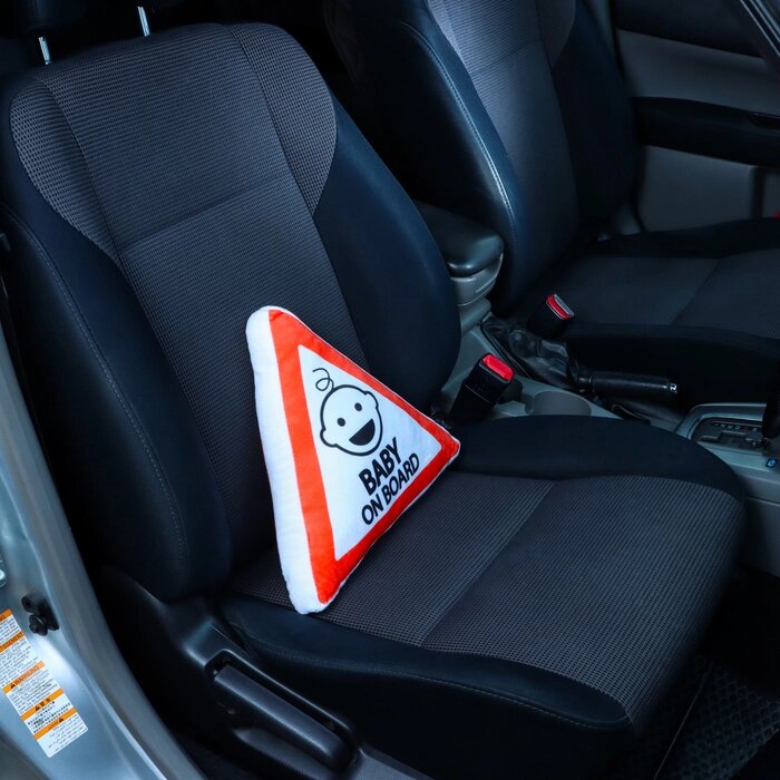 Подушка автомобильная матех attention LINE, BABY ON BOARD, 353510 см, белый - Астана