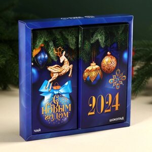 Подарочный набор «Магия Нового года»чай чёрный с чабрецом 50 г., молочный шоколад 70 г.