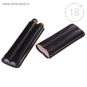 Портсигар черный для 2 сигар D 2,1 см, 18,5 6,5 3,5 см