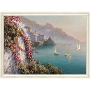 Репродукция картины «Амальфи. Цветы над морем», 50х70 см, рама 55-008W