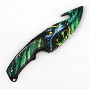 Сувенир деревянный нож с лезвием крюком «Волк неон» , 22 см