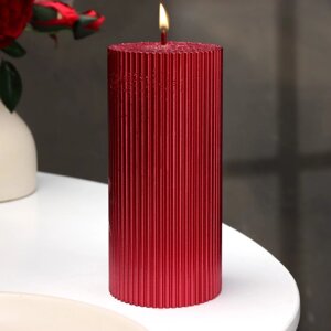 Свеча "Рельеф", 715см, красный металлик