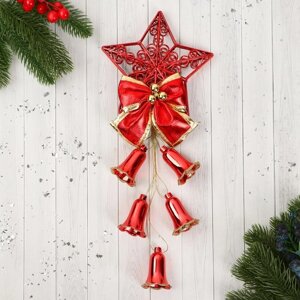 Украшение новогоднее "Уютная сказка" колокольчики узорная звезда, 12х36 см, красный