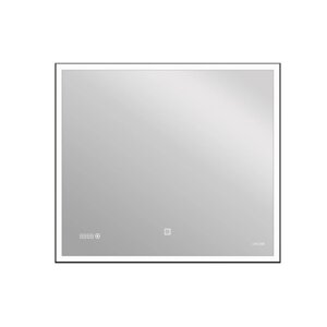 Зеркало Cersanit LED 011 Design 100x80 см, с подсветкой, часы, металлическая рамка, прямоугольное