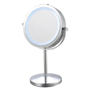 Зеркало косметическое настольное UniStor AURA, двухстороннее, d=17см, с LED подсветкой