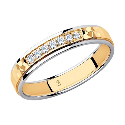 Обручальное кольцо SOKOLOV из комбинированного золота с фианитами