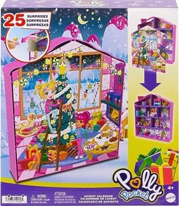 Адвент-календарь Polly Pocket, игровой набор "Пряничный домик" с 25 подарками-сюрпризами 2023