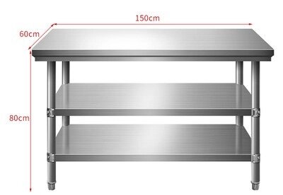 Стол разделочный c двойной полкой- (150*80*80см) от компании ICEKITCHEN - фото 1