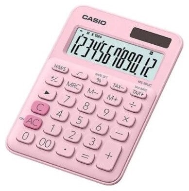 Калькулятор Калькулятор бухгалтерский CASIO MS-20UC-PK-W-UC, 12-разрядный, розовый