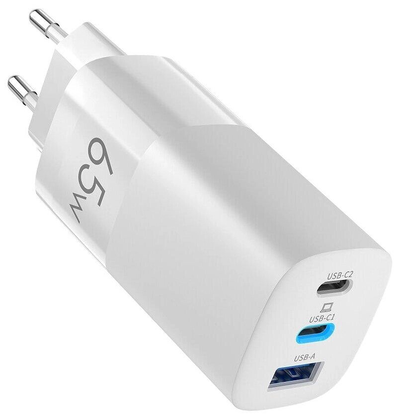 Зарядное устройство сетевое Olmio USB+Type-Cx2 QC 65W белый - сравнение