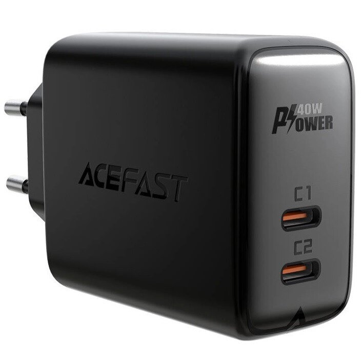 Зарядное устройство acefast A9 PD40W (USB-C+USB-C) dual port (EU), черный - доставка