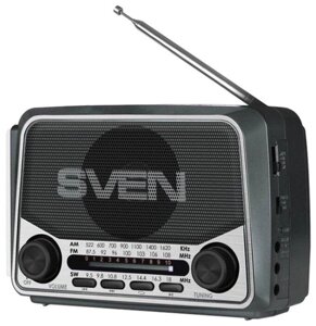 SVEN Радиоприемник SRP-525, gray (3W, FM/AM/SW, USB, microSD, flashlight, battery)