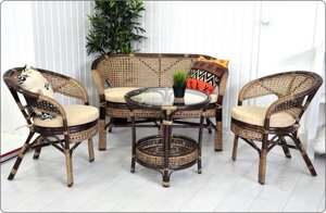 Комплект мебели для отдыха PELANGI 3+1 натуральный ротанг