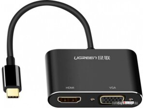 Конвертер ugreen CM162 USB-C to HDMI+VGA converter with PD. 50505