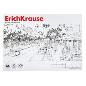 Альбом для черчения А4, 10 листов, блок 200 г/м, на клею, ErichKrause, вертикальная рамка