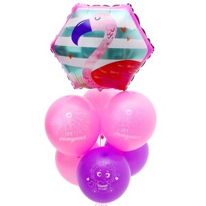 Букет из воздушных шаров 'Нашей малышке'неон, латекс, фольга, набор 7 шт.