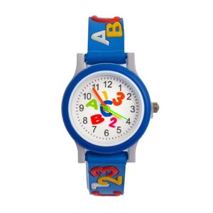 Часы наручные детские 'Цифры и буквы'd-3 см, ремешок 20 см