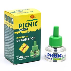 Дополнительный флакон-жидкость от комаров 'Picnic Family'с растительными экстрактами, 45 ночей, 30