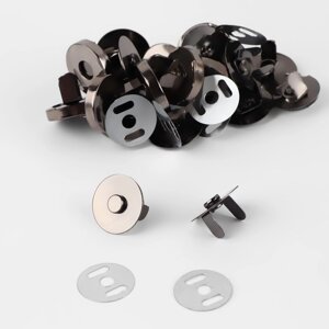 Кнопки магнитные, d 18 мм, 10 шт, цвет чёрный (комплект из 2 шт.)
