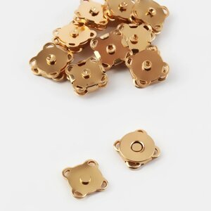 Кнопки магнитные, пришивные, d 10 мм, 10 шт, цвет золотой (комплект из 2 шт.)