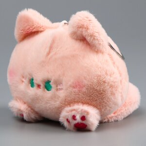 Мягкая игрушка 'Котик-кругляш' на брелоке, 11 см, цвет розовый