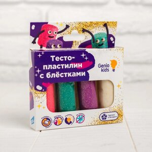 Набор для детской лепки 'Тесто-пластилин 4 цвета с блёстками'