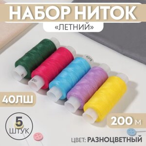 Набор ниток 'Летний'40ЛШ, 200 м, 5 шт, цвет разноцветный (комплект из 2 шт.)