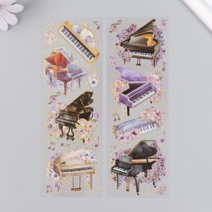 Наклейки для творчества 'Клавишные инструменты и цветы' набор 2 листа 17,5х6 см