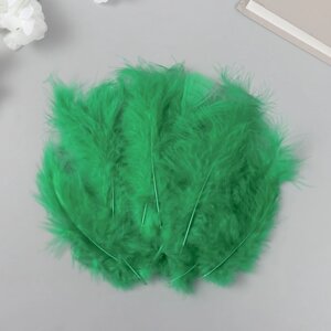 Перо декоративное гусиное пуховое 'Зелёная трава' набор 40 шт h10-15 см