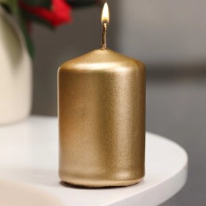 Свеча - цилиндр, 4х6 см, 9 ч, золото