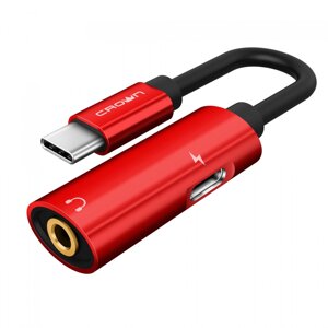 Адаптер с Type-C на Mini jack 3,5 Crown CMCU-014C red