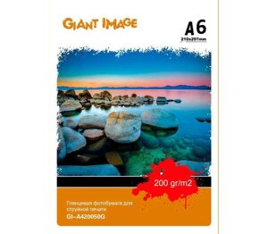 Бумага Giant Image A6 (10x15), 200г/м2, 100 листов, глянцевая, односторонняя