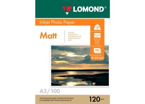 Бумага Lomond A3, 120г/м2, 100 листов, матовая, односторонняя