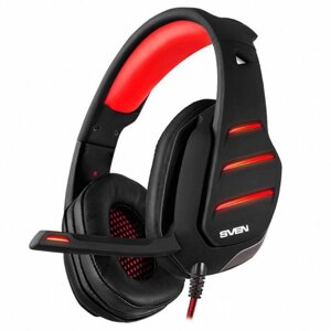 Гарнитура SVEN AP-U997MV, 20hz-20khz, 32 om, 115db, mic 30hz-16khz, 2.2m, black-red