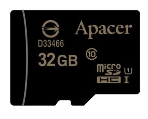 Карта памяти Micro SDHC 32Gb Apacer, Class 10 UHS-I U1, адаптер, 45 Мбайт/с