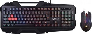 Клавиатура A4Tech Bloody B2500, Black, Multimedia, Gaming, LED-Backlight, Optical, 4000dpi, USB + мышь