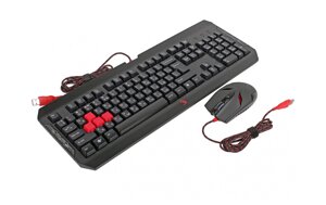Клавиатура A4Tech Bloody Q1100, Black, Multimedia, Gaming, Backlight, Optical, 3200dpi, USB + мышь