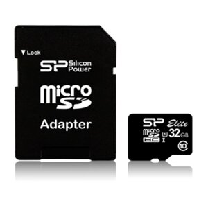 Memorycard microsdhc 32GB, silicon power SP032gbsthbu1V10SP, class 10, adapter