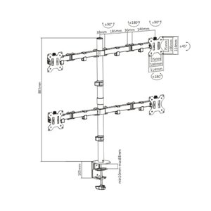 Настольный кронштейн для 4-х мониторов, Brateck, LDT12-C048N, 13"-32"