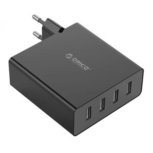 Зарядное устройство Orico DCW-4U-EU-BK-PRO, сеть, для USB-устройств, 2.4A, Black